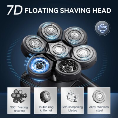 Kensen S8 Electric Head Shavers for Men 7D Floating Cutter Rechargeable IPX6 Waterproof Beard Trimmer Bald Head Shaving Machine - Image 2