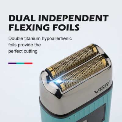 VGR Rechargeable Hair Shaver For Men Wet Dry Face Electric Shaver Beard Electric Razor Bald Head Shaving Machine With Extra Mesh - Image 4