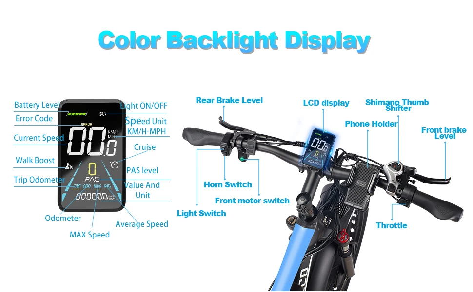 E-BYCCO  5000W Peak/4000W Dual Motor Electric Bike , Up to 45MPH Speed E-Bike,100-Mile Range, IP65 Waterproof, 52V 32Ah Remova