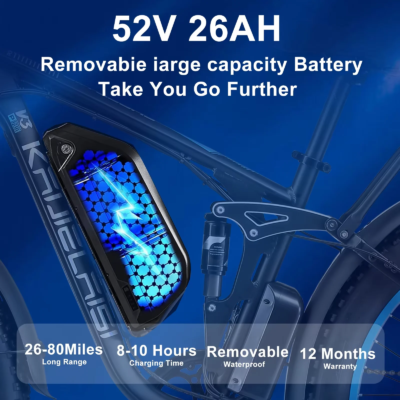Electric Bike 3000W Dual Motor 52V 26AH Battery Hydraulic Brake Adult Off-Road E Bike 24*4.0 Inch Fat Bike Snow Electric Bicycle - Image 3