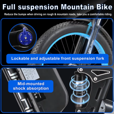 Electric Bike 3000W Dual Motor 52V 26AH Battery Hydraulic Brake Adult Off-Road E Bike 24*4.0 Inch Fat Bike Snow Electric Bicycle - Image 6