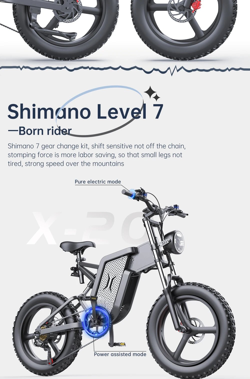 EKX X20 Electric Bicycle 48V 35AH Lithium Battery Adult Mountain Ebike 20 Inch Mountain Electric Men's Moped Road E Bikes