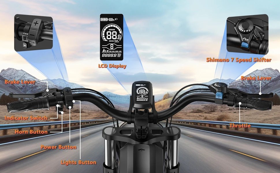 Kickwey K7 Pro Adult Electric Bicycle 3000w(Dual Motor 1500w×2) 48V 23ah Mountain Electric Bike 20 Inch Fat Tire Ebike