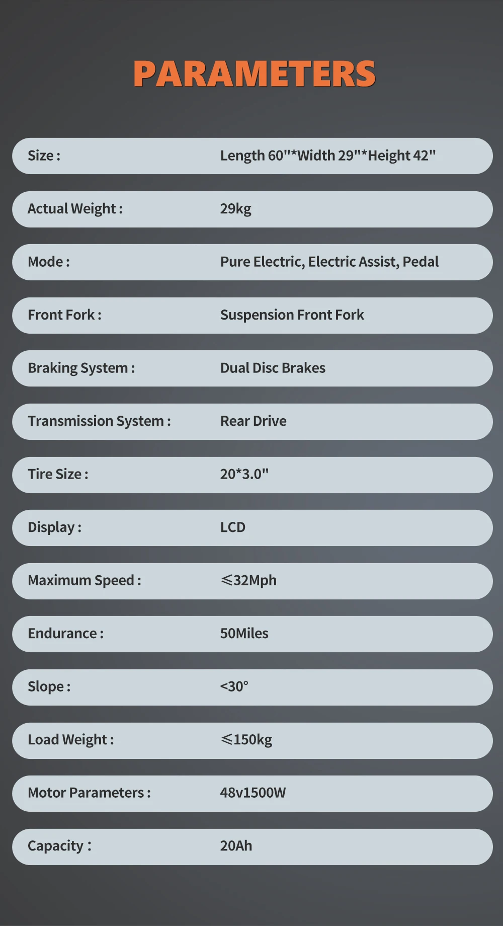 Kickwey LD20 Adult Electric Bike 1500w 32MPH 48V20ah Mountain Electric Bicycle 20 Inch Fat Tire Motorcycle E Bike