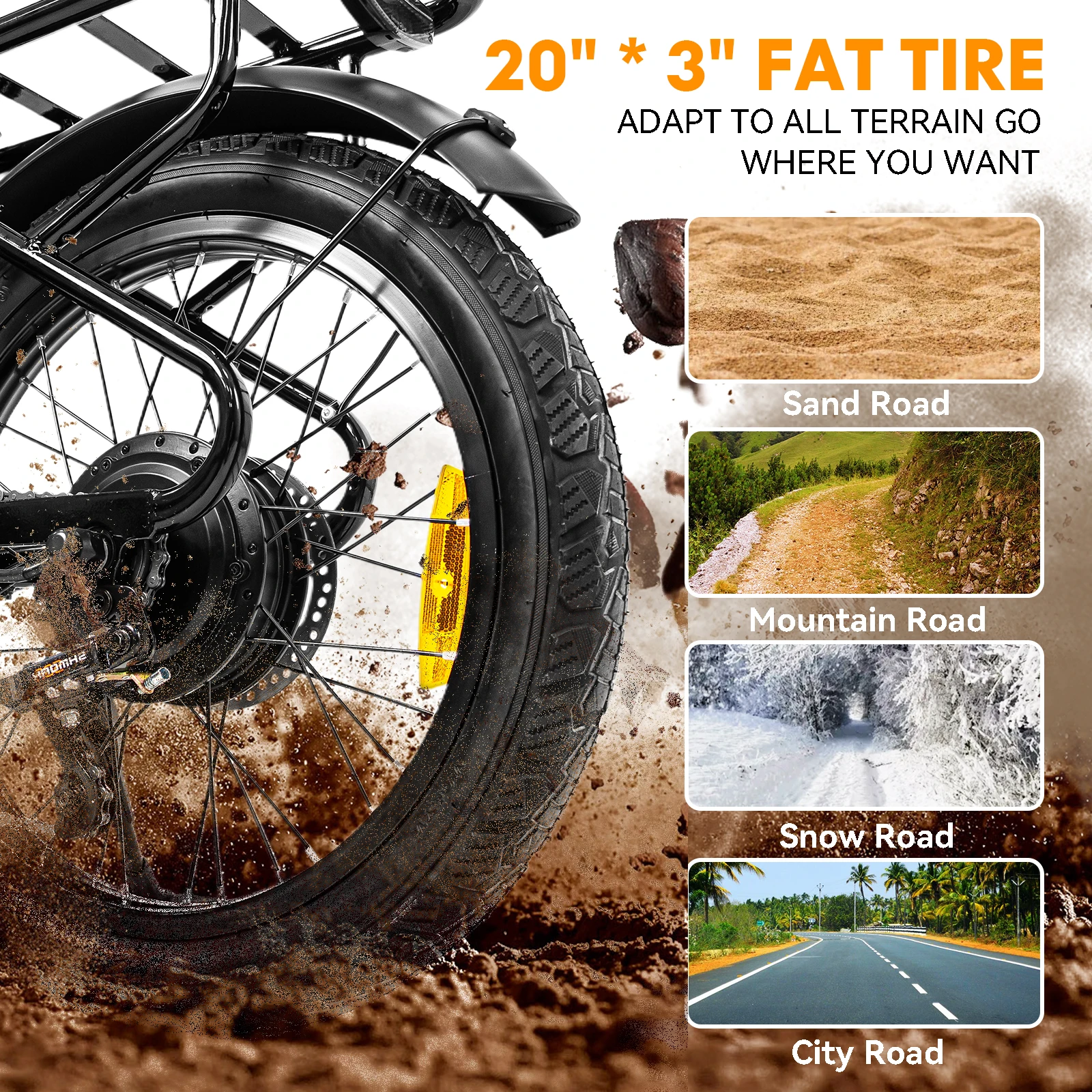 750W adult electric bicycle, 26MPH, 22mph range, 3-speed front and rear disc brake with mudguard, adult multi terrain riding ele