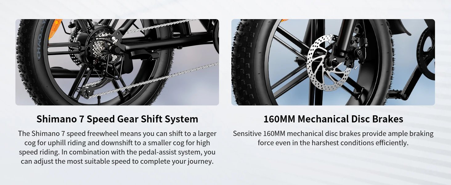 AMYET G60 Adults Electric Bike 1500W PEAK Motor Bicycle 48V 20AH 20“ Tire Ebike Electric E Bikes Mountain Moped Ebikes For Men