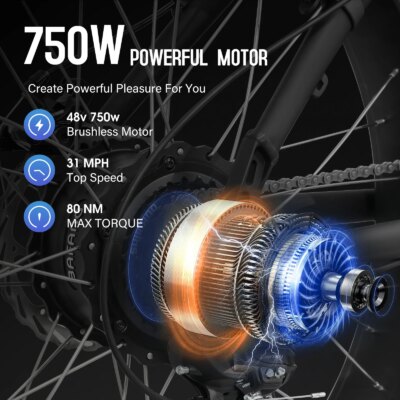 Electric Mountain Bike 48V 37MPH All-Terrain Fat Tire E-Bike, 45 Mile Dual Suspension Off-Road Beach with LCD Display UL - Image 3