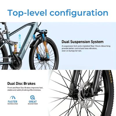 26'' Electric Bike for Adults,750W Peak Motor Mountain Ebike,25MPH Up to 40Miles,7-Speed,Shock Absorbers,Commuter E-Bike - Image 3