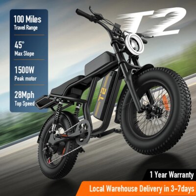 1500W Peak Electric Mountain Bike 48V 15.6Ah Removable Battery 28MPH 100 Mile Range 20X4" Fat Tire E-Bike Free Shipping Hot Sale - Image 2
