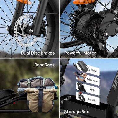 1500W Peak Electric Mountain Bike 48V 15.6Ah Removable Battery 28MPH 100 Mile Range 20X4" Fat Tire E-Bike Free Shipping Hot Sale - Image 6