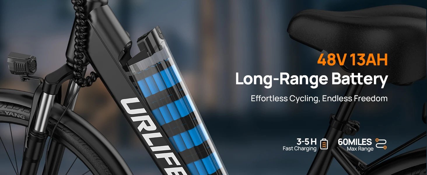 Peak 750W E26 Electric Bike for Adults | 48V 10.4Ah Removable Battery, Top Speed 20MPH, 26''X2