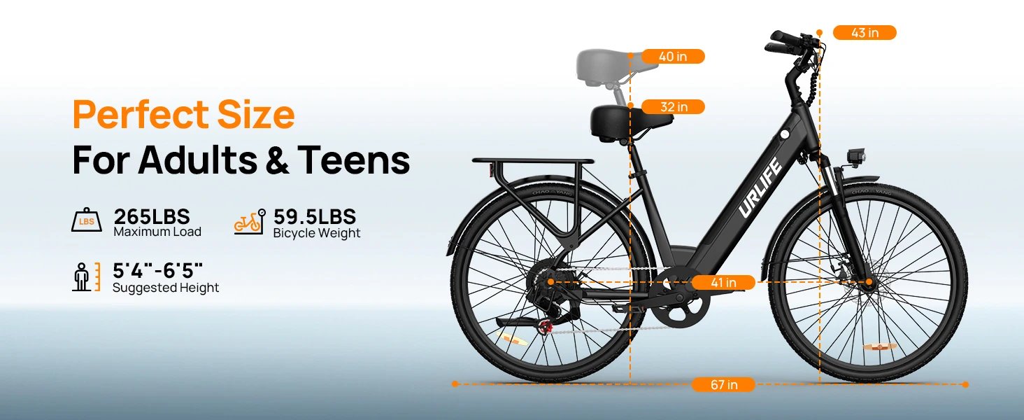Peak 750W E26 Electric Bike for Adults | 48V 10.4Ah Removable Battery, Top Speed 20MPH, 26''X2