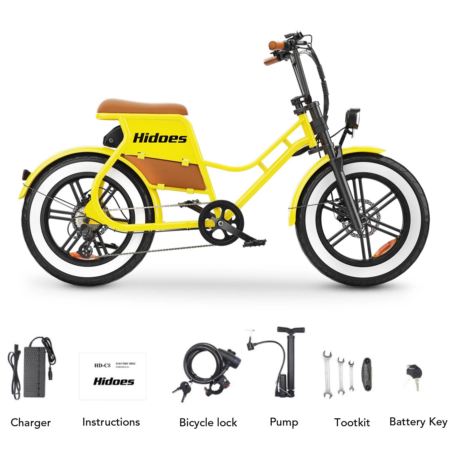 Hidoes C8 E-bike 700W Motor 48V17AH Lithium Battery Electric Bike Adult 20*4 Inch Off-road Fat Tire All-terrain Electric Bicycle