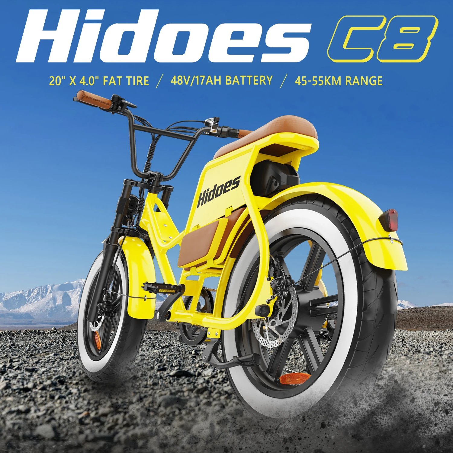Hidoes C8 E-bike 700W Motor 48V17AH Lithium Battery Electric Bike Adult 20*4 Inch Off-road Fat Tire All-terrain Electric Bicycle