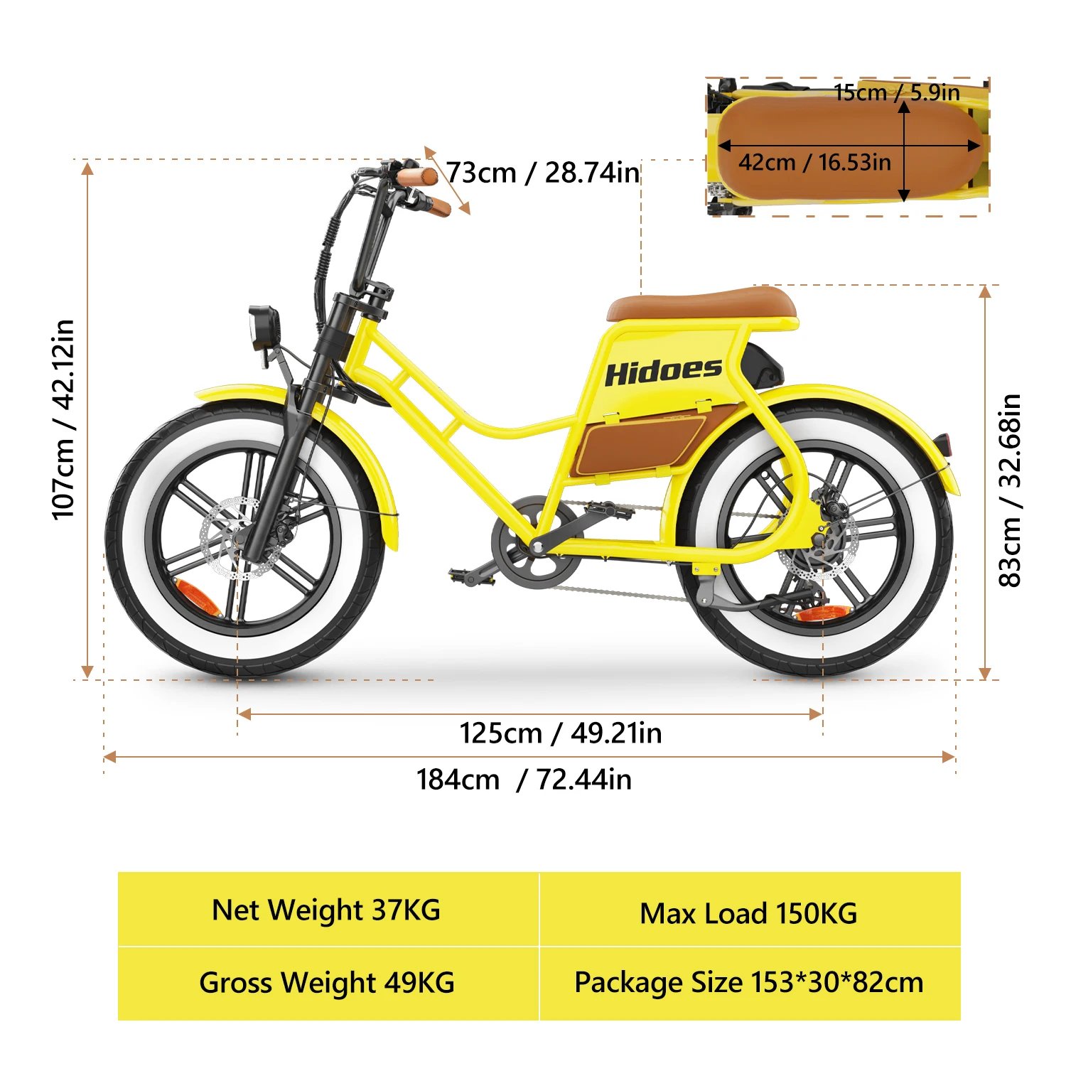 Hidoes C8 E-bike 700W Motor 48V17AH Lithium Battery Electric Bike Adult 20*4 Inch Off-road Fat Tire All-terrain Electric Bicycle