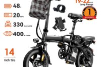 14inch Road Tires Cheap Bicimoto Electrica with Basket 48V 400W Folding Ebike Carbon Steel Lightweight  Foldable Adult Brushless