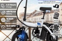 14-inch electric bike, easy to fold, adult commuter electric bike, 500W motor, removable battery, 20-mile maximum range