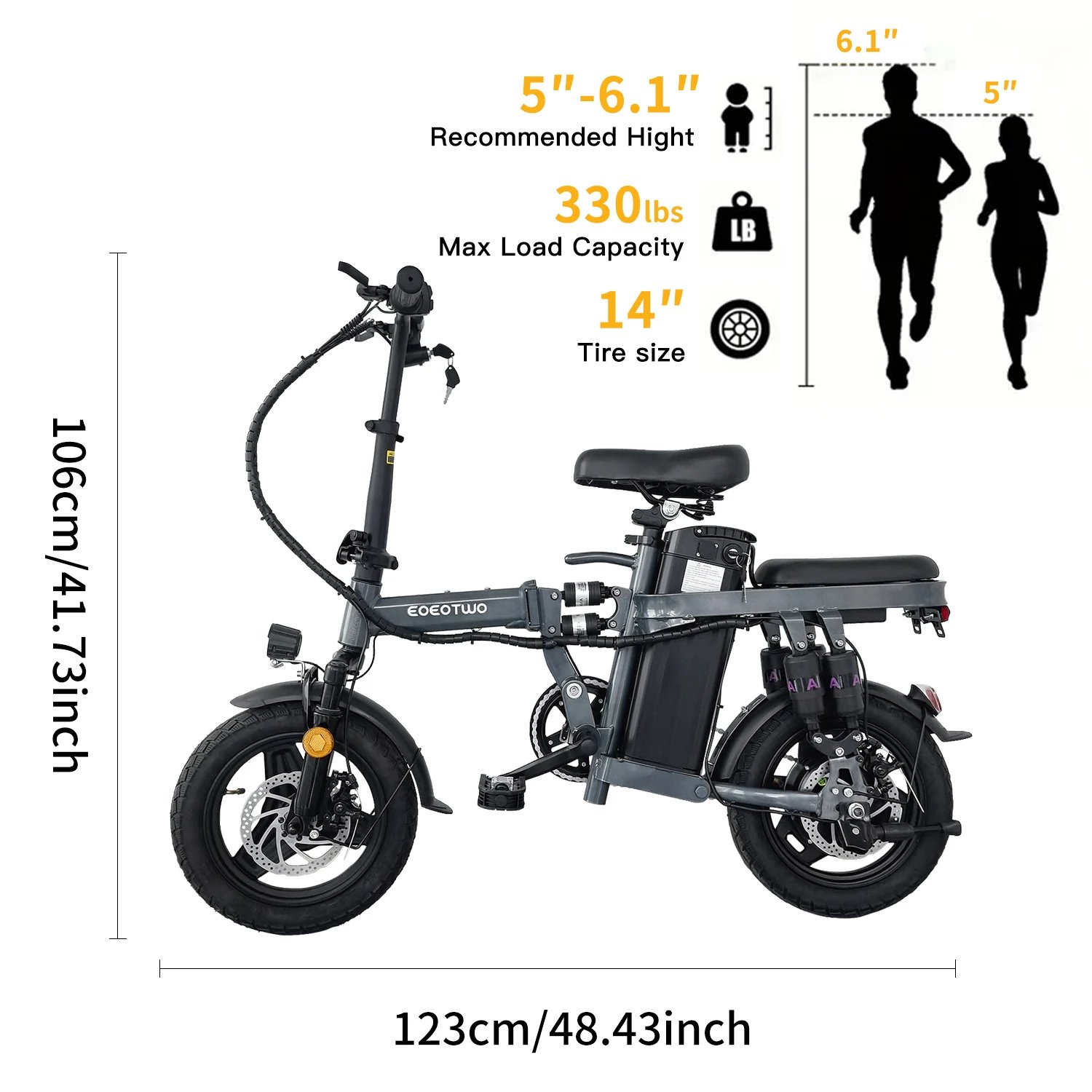 Electric Bikes for Adults,25MPH Fast Folding Ebike Bicycle With Shock Absorbers,600W Peak Motor,24-32Miles Commuter Ebikes