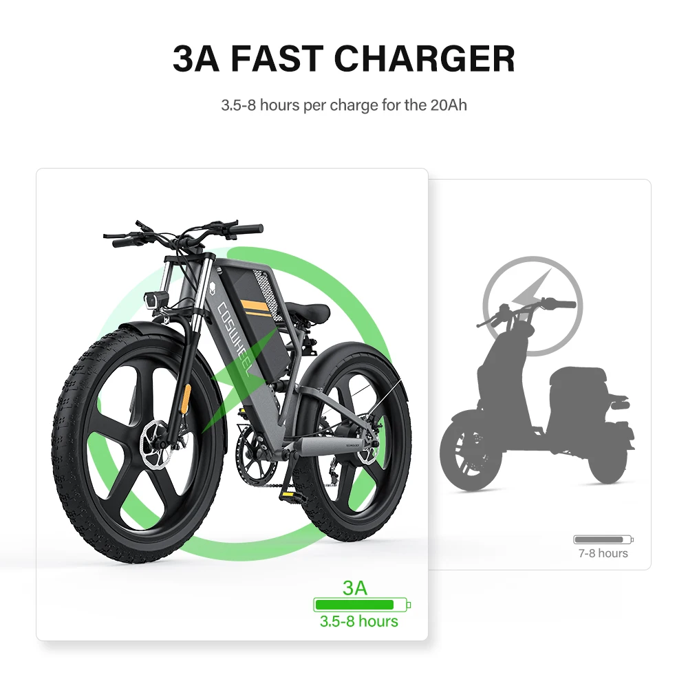 COSWHEEL 26Inch Electric Bike Off Road Mountain bike Electric Motorcyle Fat bike E Bike 1500w 48V 25Ah Removabel Battery COSWHEEL 26Inch Electric Bike Off Road Mountain bike Electric Motorcyle Fat bike E Bike 1500w 48V 25Ah Removabel Battery