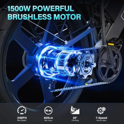 COSWHEEL 26Inch Electric Bike Off Road Mountain bike Electric Motorcyle Fat bike E Bike 1500w 48V 25Ah Removabel Battery - Image 2