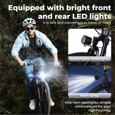 Adult Electric Bicycle 26Linch 36V 10.4AH 19.9Mph Detachable Battery Electric Bicycle Dual Shock Absorber 7-speed Mountain Bike - Image 3