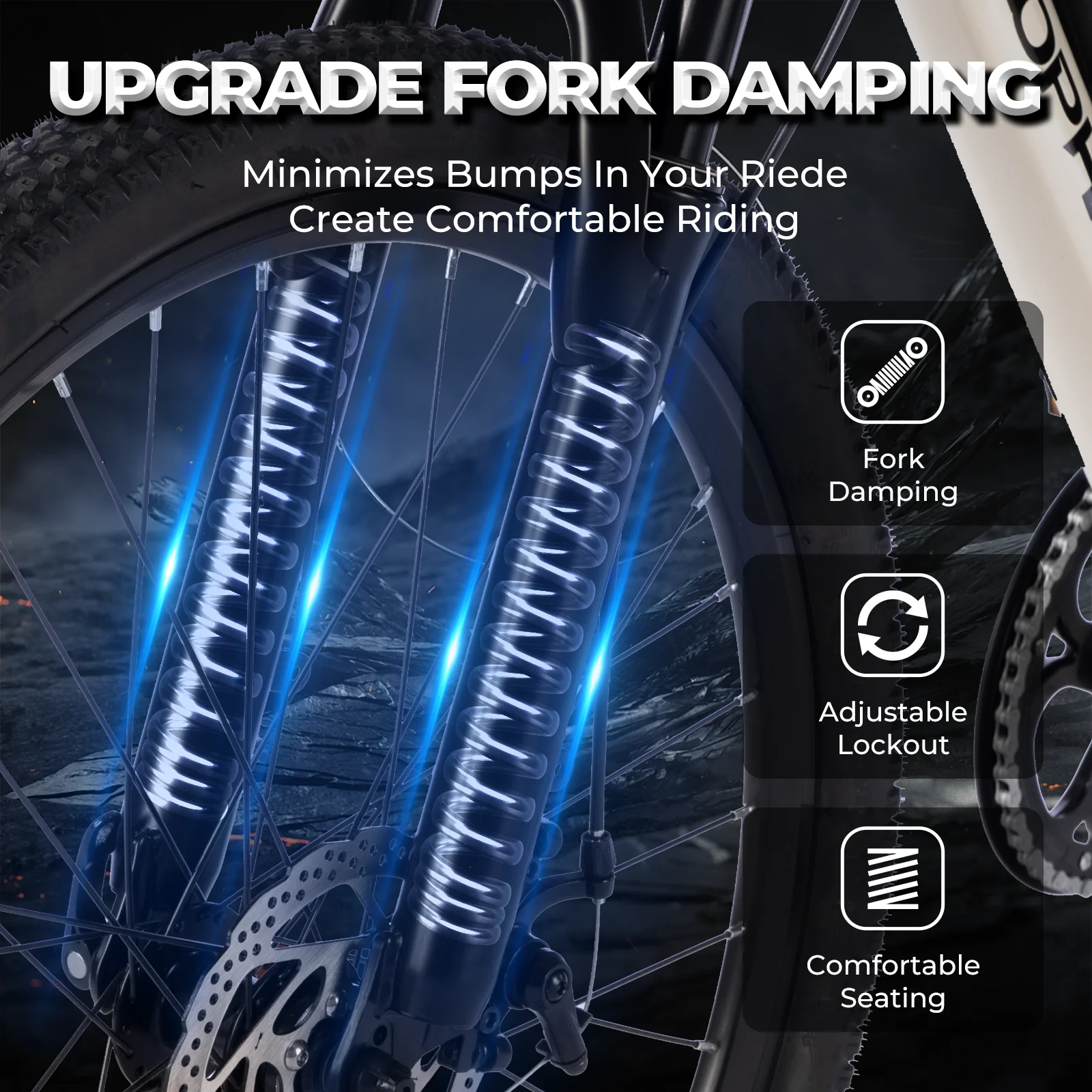 Adult Electric Bicycle 26Linch 36V 10.4AH 19.9Mph Detachable Battery Electric Bicycle Dual Shock Absorber 7-speed Mountain Bike