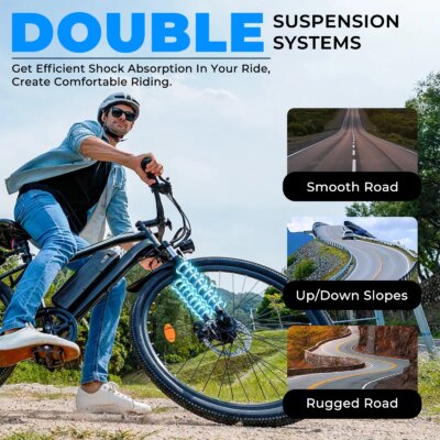 Adult Electric Bicycle 26Linch 36V 10.4AH 19.9Mph Detachable Battery Electric Bicycle Dual Shock Absorber 7-speed Mountain Bike - Image 5
