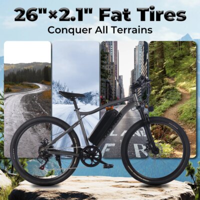Adult electric bicycle, 26 inch electric mountain bike with detachable battery, 720W peak 36V motor, 7-speed 20MPH Ebike - Image 5