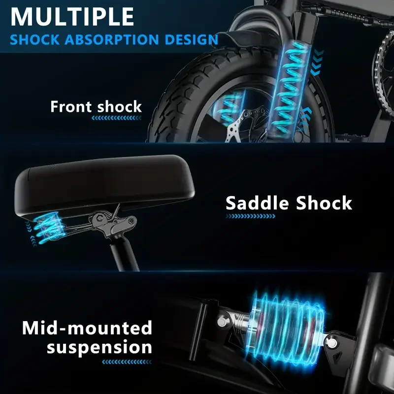 Adult Electric Motorcycles Bicycle 500W Peak Motor 30 Miles Range 48V 10Ah Battery Mini Folding Electric Bike