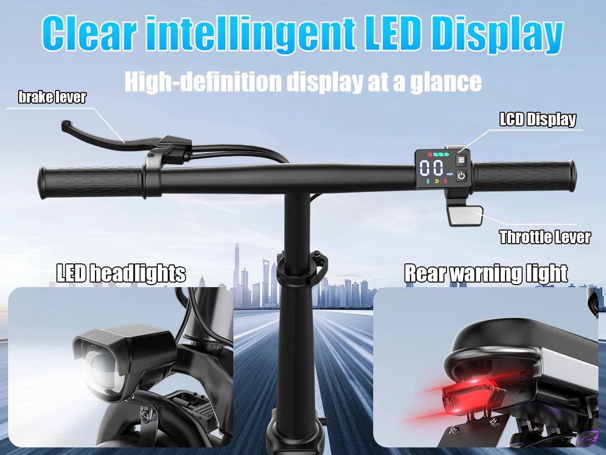 Folding Electric Bike for Adult,48V 15AH Removable Battery, 20MPH 25Miles Commuting Motorcycle Ebike,500W 14'' Electric Bicycle