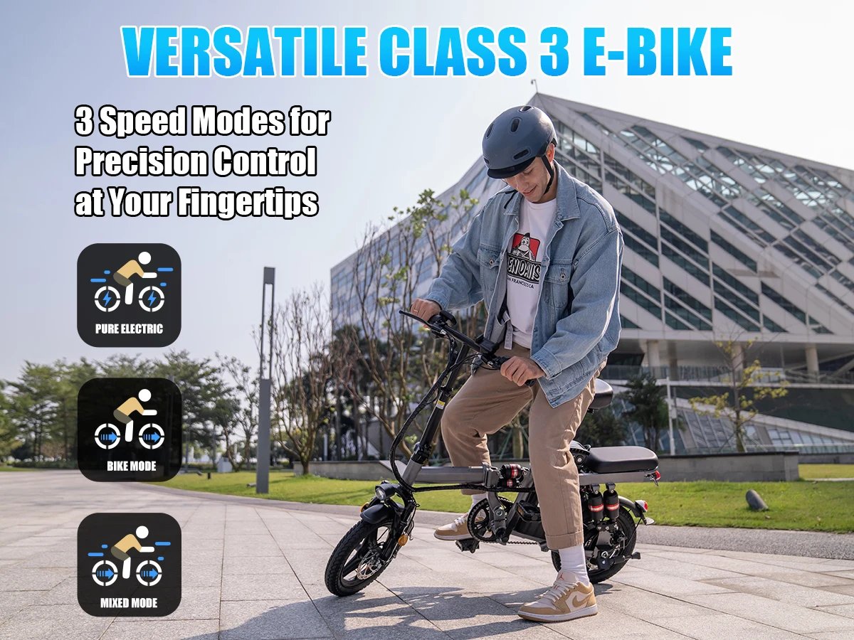 Folding Electric Bike for Adult,48V 15AH Removable Battery, 20MPH 25Miles Commuting Motorcycle Ebike,500W 14'' Electric Bicycle