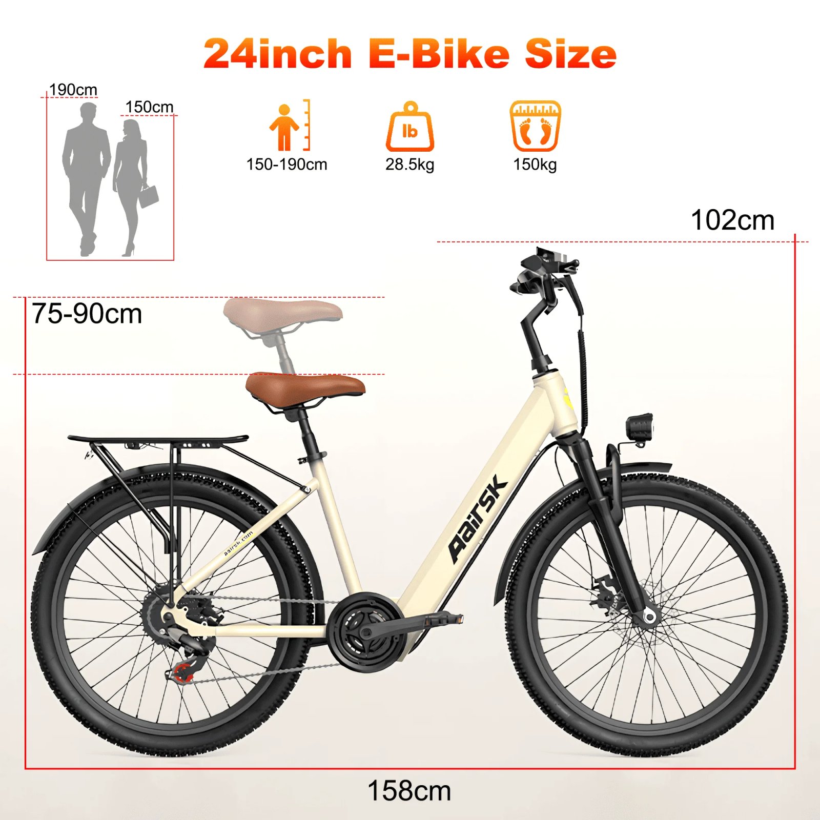 Electric Bike Adults 40Miles 23MPH Commuting Electric Mountain Bike 468Wh Lithium Battery,7-Speed,24" Tire Front Fork Suspensio - Image 6