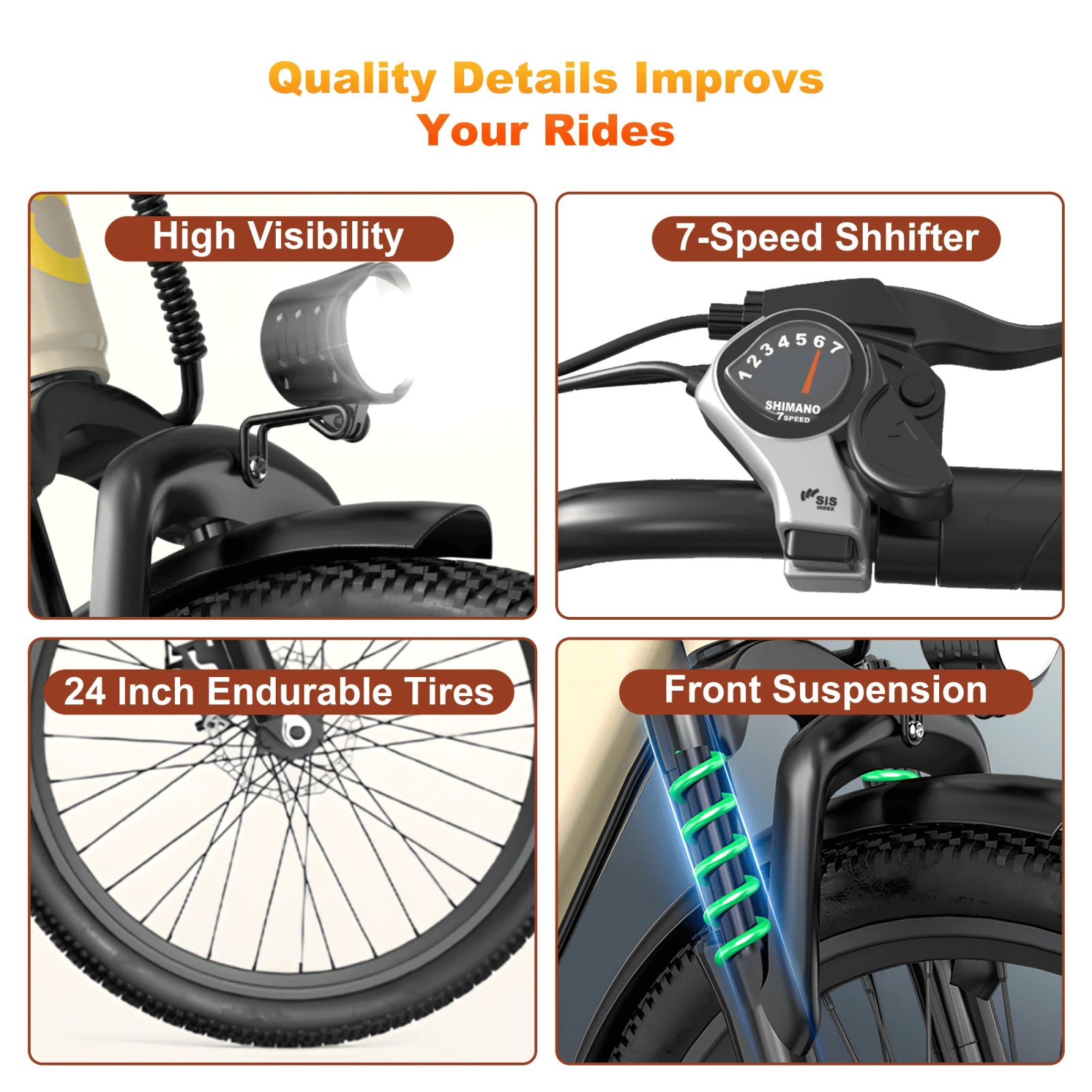Electric Bike Adults 40Miles 23MPH Commuting Electric Mountain Bike 468Wh Lithium Battery,7-Speed,24