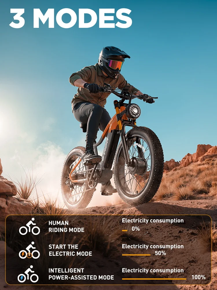 OTIDA NEW RX50 2000W 34MPH Dual Motors Electric Bicycle 48V20AH Lithium Battery 26 Inch 4.0 Fatbike Electric Bike For Adults