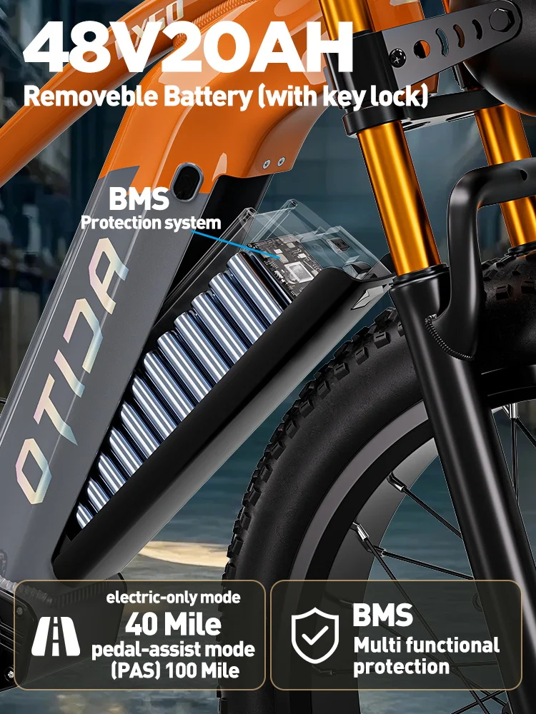 OTIDA NEW RX50 2000W 34MPH Dual Motors Electric Bicycle 48V20AH Lithium Battery 26 Inch 4.0 Fatbike Electric Bike For Adults