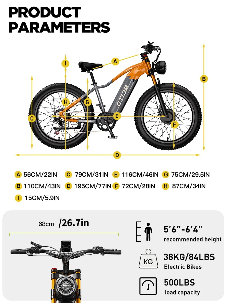 OTIDA NEW RX50 2000W 34MPH Dual Motors Electric Bicycle 48V20AH Lithium Battery 26 Inch 4.0 Fatbike Electric Bike For Adults