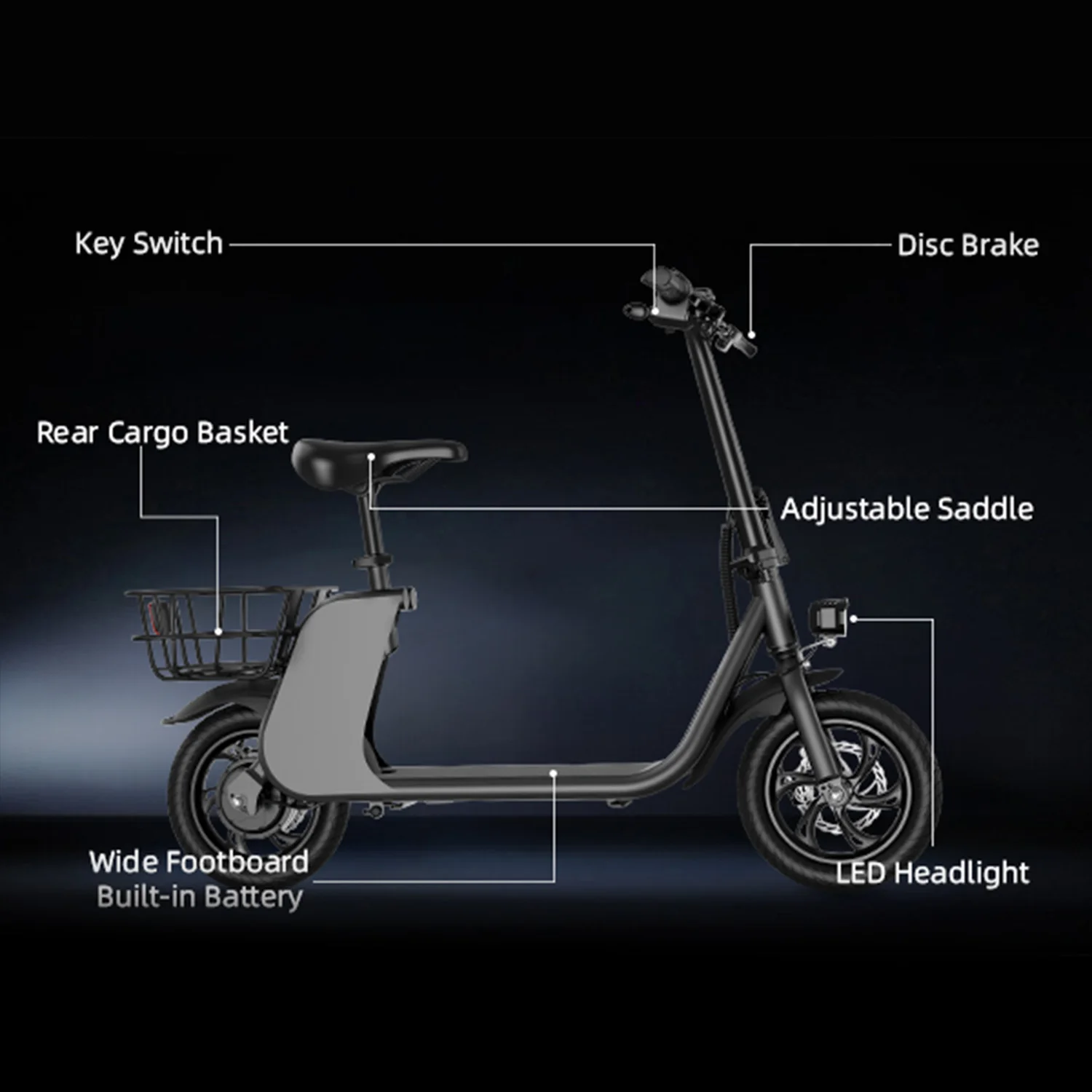 500W carbon steel electric front and rear dual disc brake bicycle for urban commuting with basket, adult electric bicycle