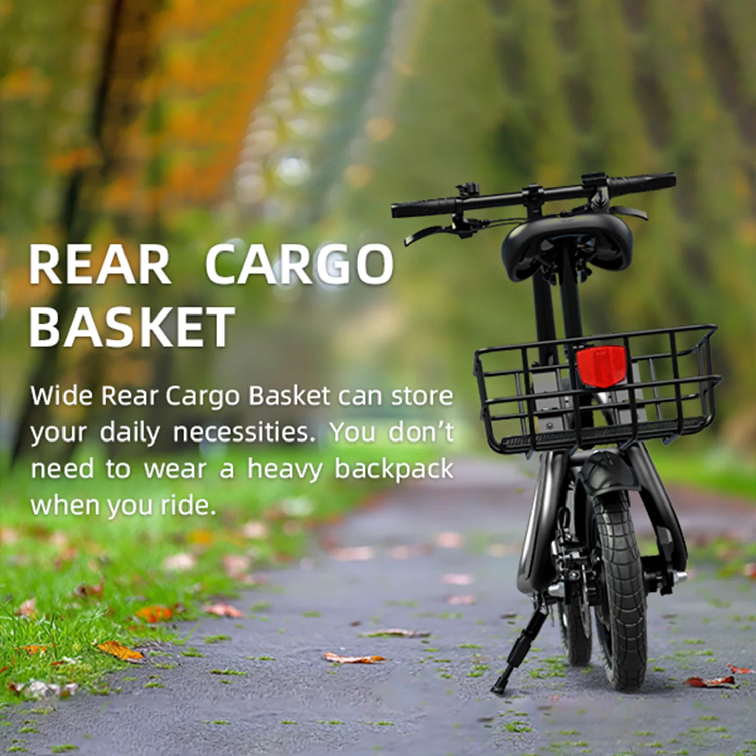 500W carbon steel electric front and rear dual disc brake bicycle for urban commuting with basket, adult electric bicycle
