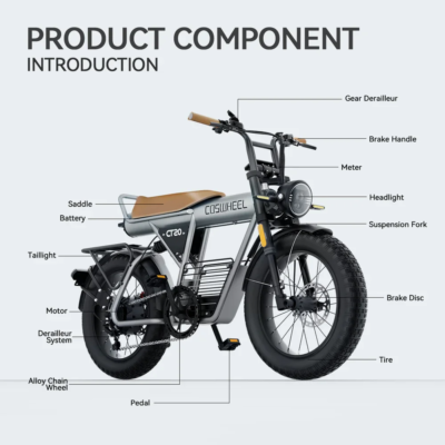 Coswheel Electric Bike CT20 20Inch Motorcycle 1500W Fatbike Ebike Mountain bike 48V 25AH Bikes Adult Electric Bicycle Motocycles - Image 6