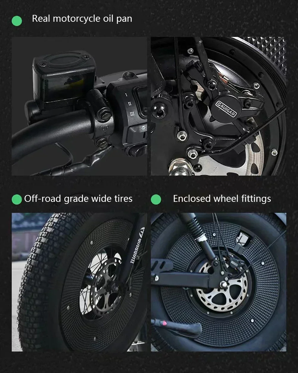 EBIK Black Warrior 3000W Motorcycle 60V 45AH ebike Adult Highway Electric Bike 20-inch Off-Road Fat Tires Suitable for Desert Mo