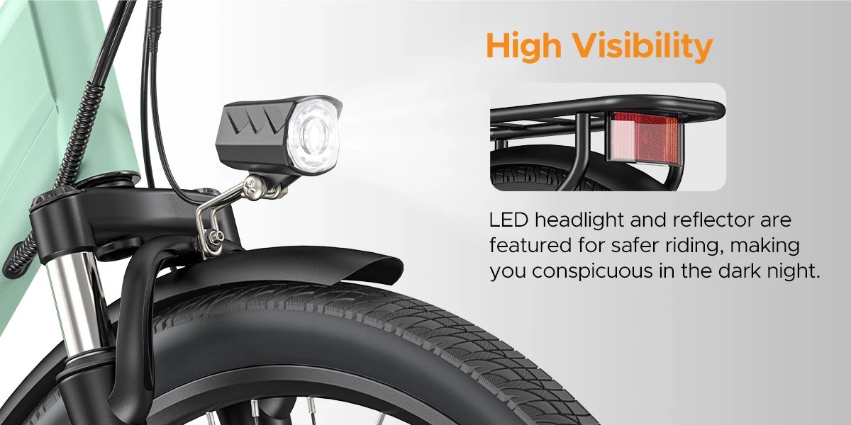 ENGWE HillMiles MileCity 1 26'' Commuter Electric Bicycle 700W Peak Motor 7 Speed Electric Bike for Weekend Travel E-bike, Green ENGWE HillMiles MileCity 1 26'' Commuter Electric Bicycle 700W Peak Motor 7 Speed Electric Bike for Weekend Travel E-bike, Green