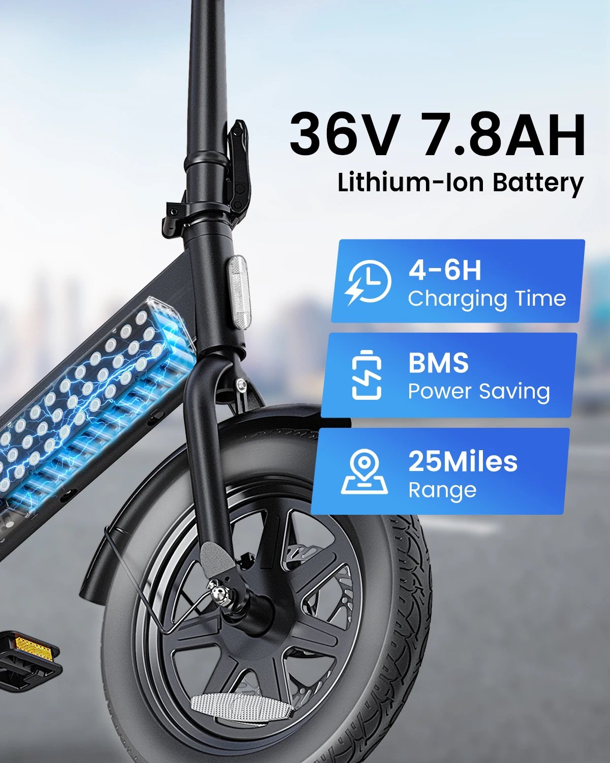 DYU C3 14 inch Electric Bicycle Peak 500W Motor 36V7.8AH Lithium Battery Electric Bike , city E-bike