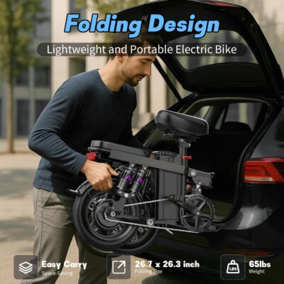 Electric Bike for Adults Teen-Folding Electric Bicycle 750W Peak Motor,20+MPH 35 Miles,Commuter Ebike 48V 15AH Removable Battery - Image 4