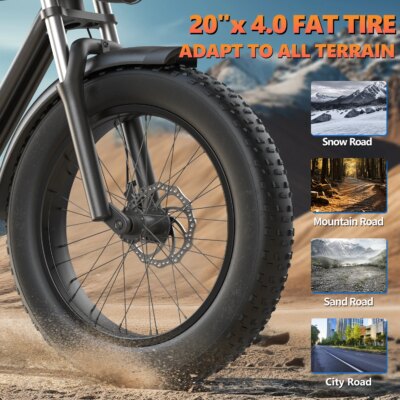 Kickwey K7 Electric bike 1500W Motor 48V 23AH Adult Electric bicycle 20 Inch Fat Tire 32MPH 7-Speed Mountain electric bike - Image 6
