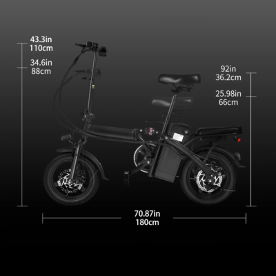 400W dual disc brake adult foldable electric bicycle with seat and basket 14 inches 48V 10.4Ah 22 mile range 20MPH - Image 3