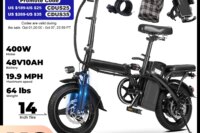 400W dual disc brake adult foldable electric bicycle with seat and basket 14 inches 48V 10.4Ah 22 mile range 20MPH