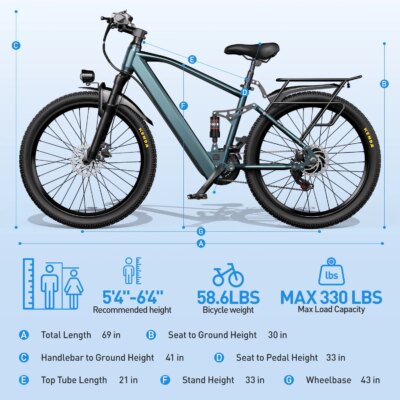 Adults Electric Bicycle, 26" 24" Electric Mountain Bike with 36V Battery Peak 500W Motor,21 Speed Ebike Electric Bike for Adults - Image 2