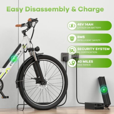 26" Electric E Bike with 7-Speed,1000 Peak Electric Bike for Adults,up 80 Miles Removable Battery Ebike, Adult Electric Bicycles - Image 3