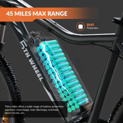 5TH WHEEL AB17 Electric Bike, 500W Motor, 468Wh Removable Battery, 37KM/H Max Speed, Color LCD Display, Front Suspension - Image 3