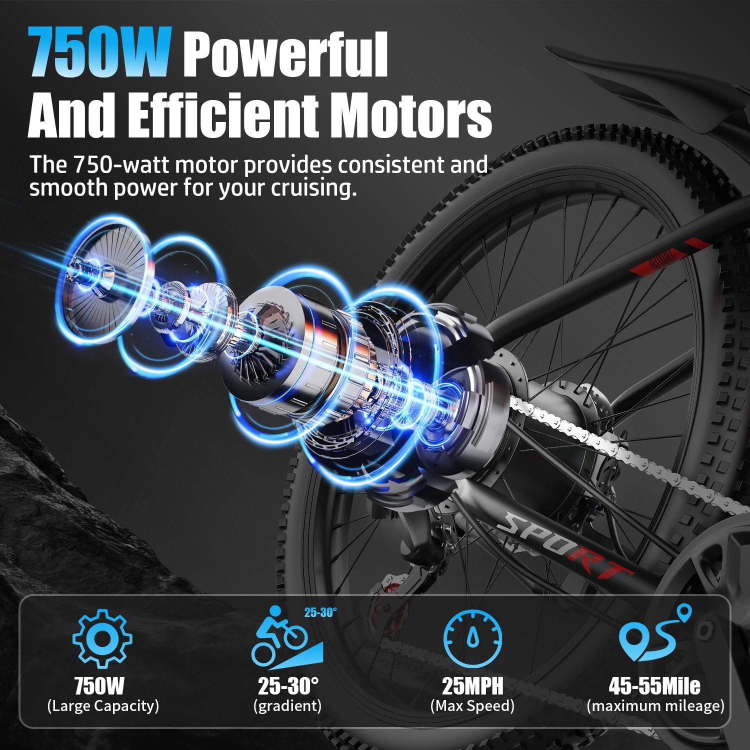 Electric Bike for Adults - 26”Fat Tire, Peak 1000W Motor, 7 Speed Electric Motorcycle Bicycle, 48V10AH Detachable Battery 4 Ridi - Image 2